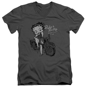 AN OFFCIALLY LICENSED BETTY BOOP BBMC MEN'S V-NECK T-SHIRT CHARCOAL