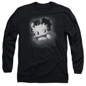 AN OFFCIALLY LICENSED BETTY BOOP VINTAGE STAR MEN'S LONG SLEEVE T-SHIRT BLACK
