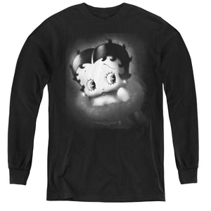 AN OFFCIALLY LICENSED BETTY BOOP VINTAGE STAR YOUTH LONG SLEEVE T-SHIRT BLACK