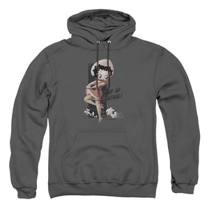 AN OFFCIALLY LICENSED BETTY BOOP OUT OF CONTROL ADULT UNISEX PULLOVER HOODIE CHARCOAL