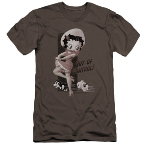 AN OFFCIALLY LICENSED BETTY BOOP OUT OF CONTROL MEN'S PREMIUM SLIM FIT T-SHIRT CHARCOAL
