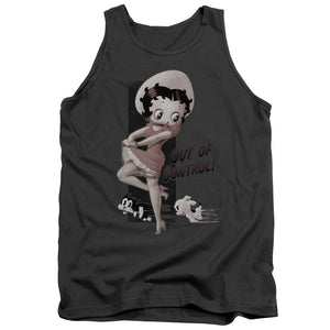 AN OFFCIALLY LICENSED BETTY BOOP OUT OF CONTROL ADULT UNISEX TANK TOP CHARCOAL
