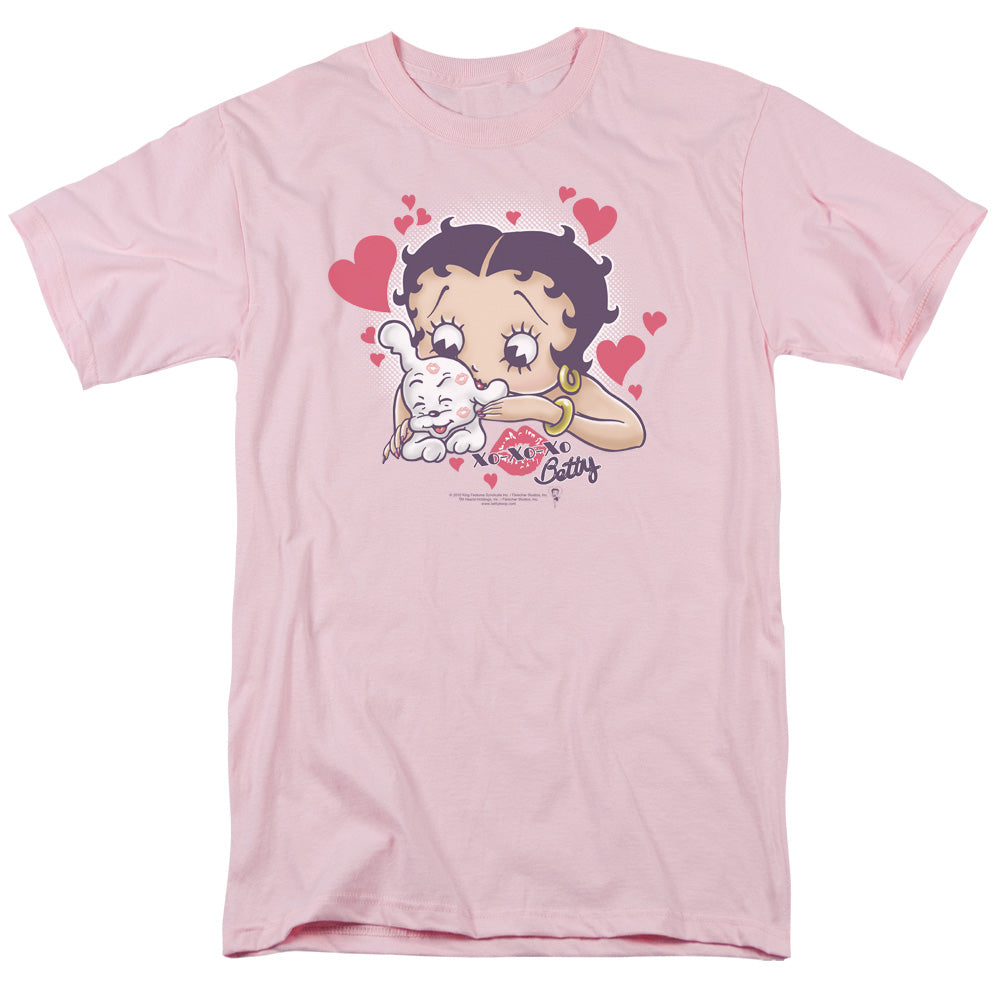 AN OFFCIALLY LICENSED BETTY BOOP PUPPY LOVE MEN'S REGULAR FIT T-SHIRT PINK