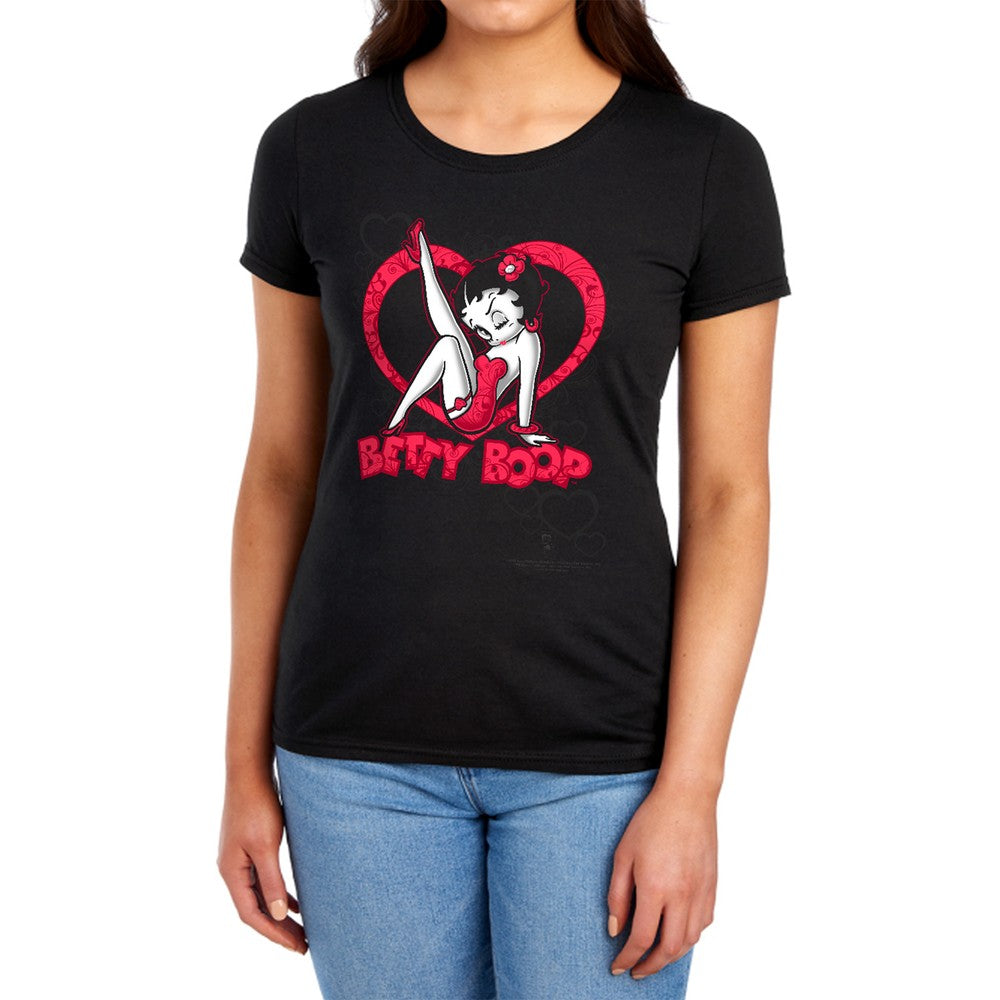 Betty Boop Scrolling Hearts Licensed Women's T-Shirt Regular Fit SM-2X