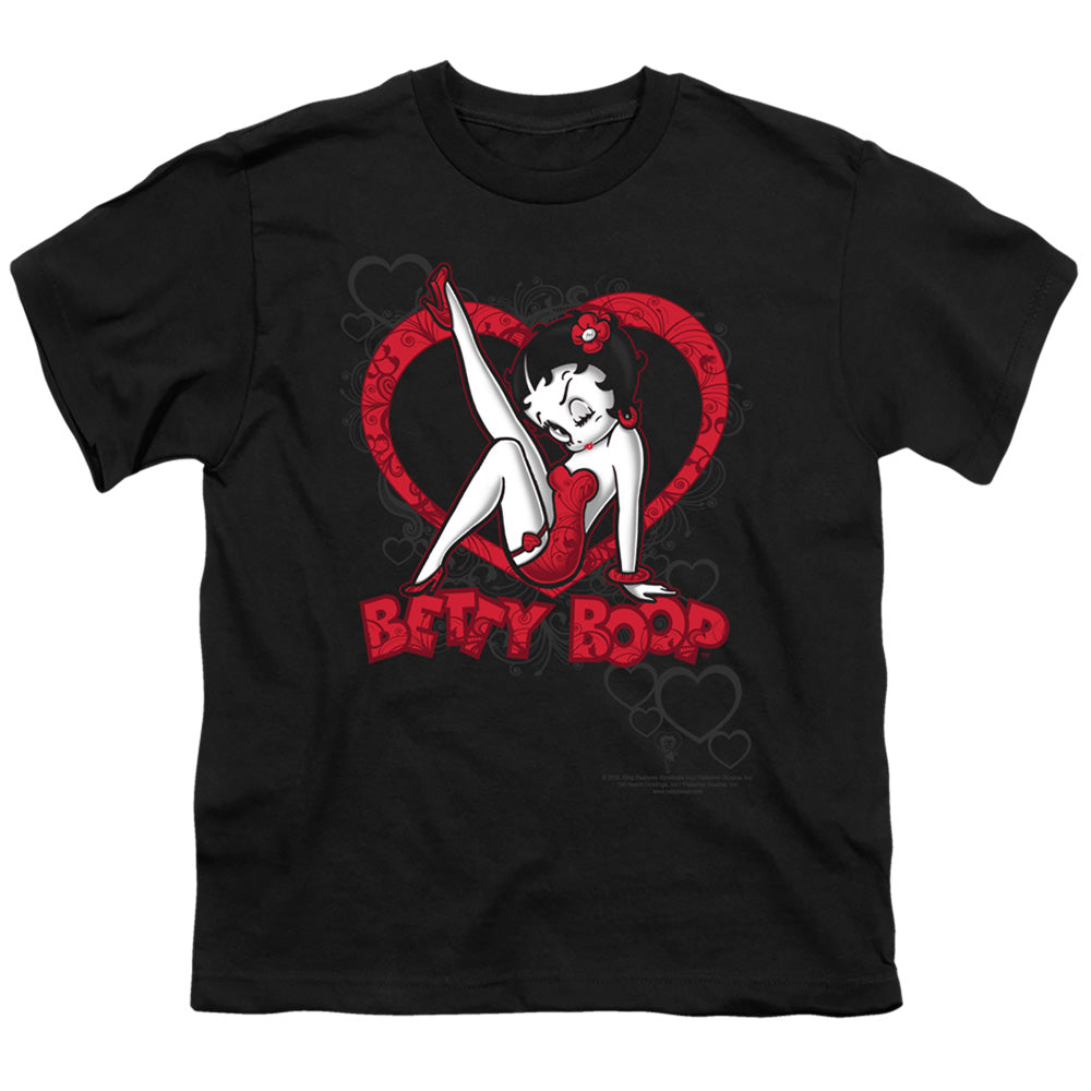Betty Boop Scrolling Hearts Licensed Kid's T-Shirt (Ages 4-7) XS-XL