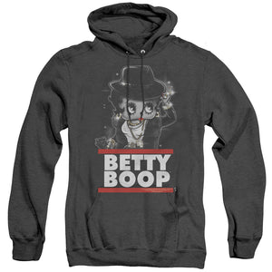 AN OFFCIALLY LICENSED BETTY BOOP BLING BLING BOOP ADULT UNISEX HEATHER PULLOVER HOODIE BLACK