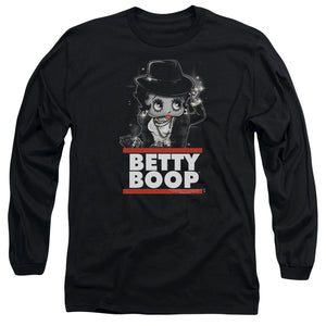 AN OFFCIALLY LICENSED BETTY BOOP BLING BLING BOOP MEN'S LONG SLEEVE T-SHIRT BLACK