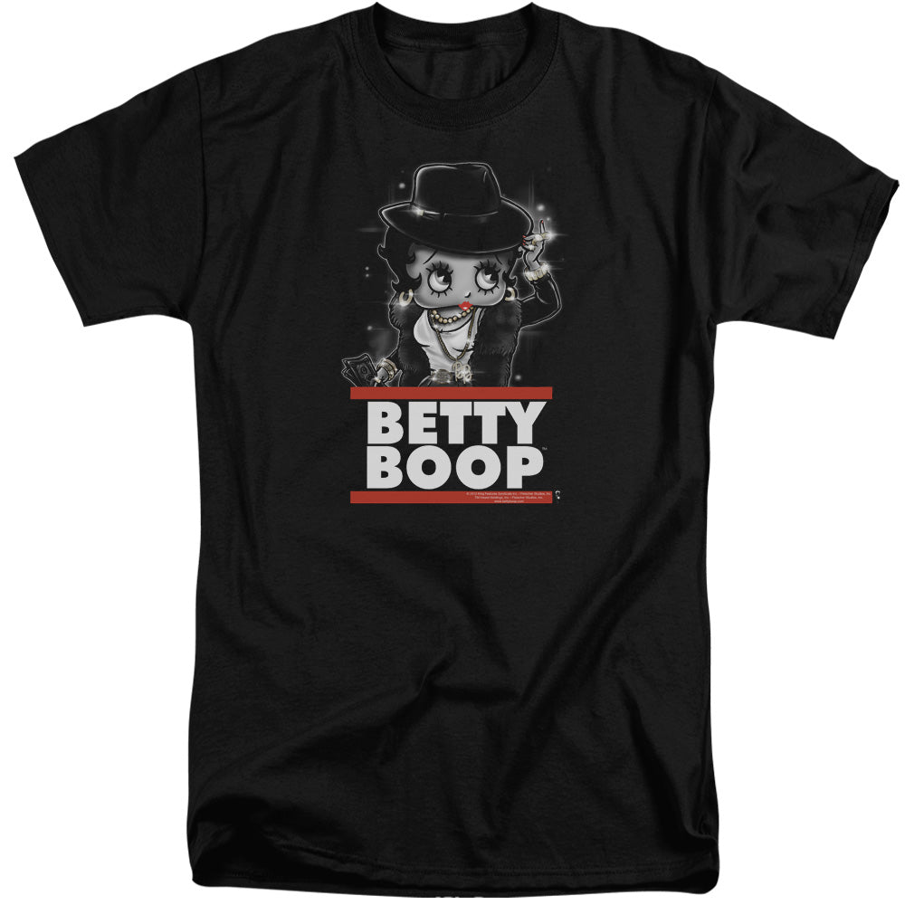 AN OFFCIALLY LICENSED BETTY BOOP BLING BLING BOOP MEN'S TALL FIT T-SHIRT BLACK
