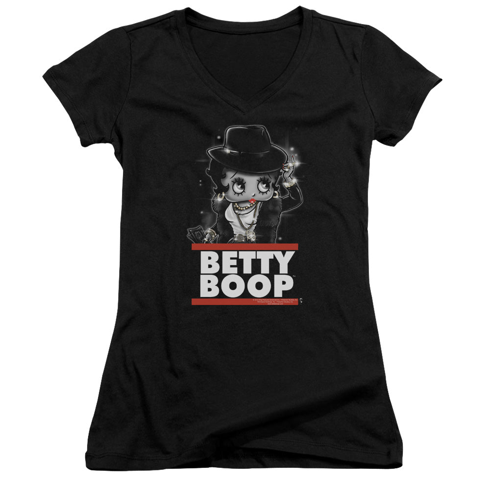 Betty Boop Bling Bling Boop Licensed Women's T-Shirt Juniors V-Neck SM