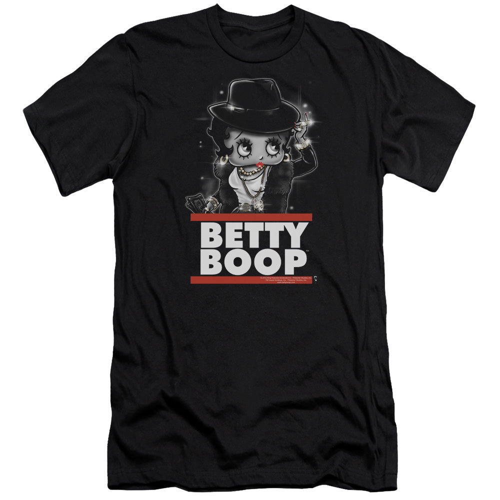 AN OFFCIALLY LICENSED BETTY BOOP BLING BLING BOOP MEN'S PREMIUM SLIM FIT T-SHIRT BLACK