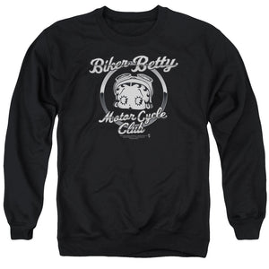 AN OFFCIALLY LICENSED BETTY BOOP CHROMED LOGO ADULT UNISEX CREWNECK SWEATSHIRT BLACK