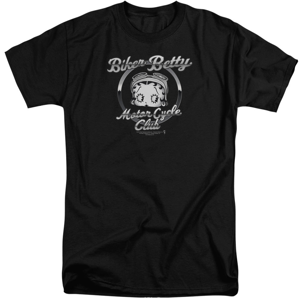 AN OFFCIALLY LICENSED BETTY BOOP CHROMED LOGO MEN'S TALL FIT T-SHIRT BLACK