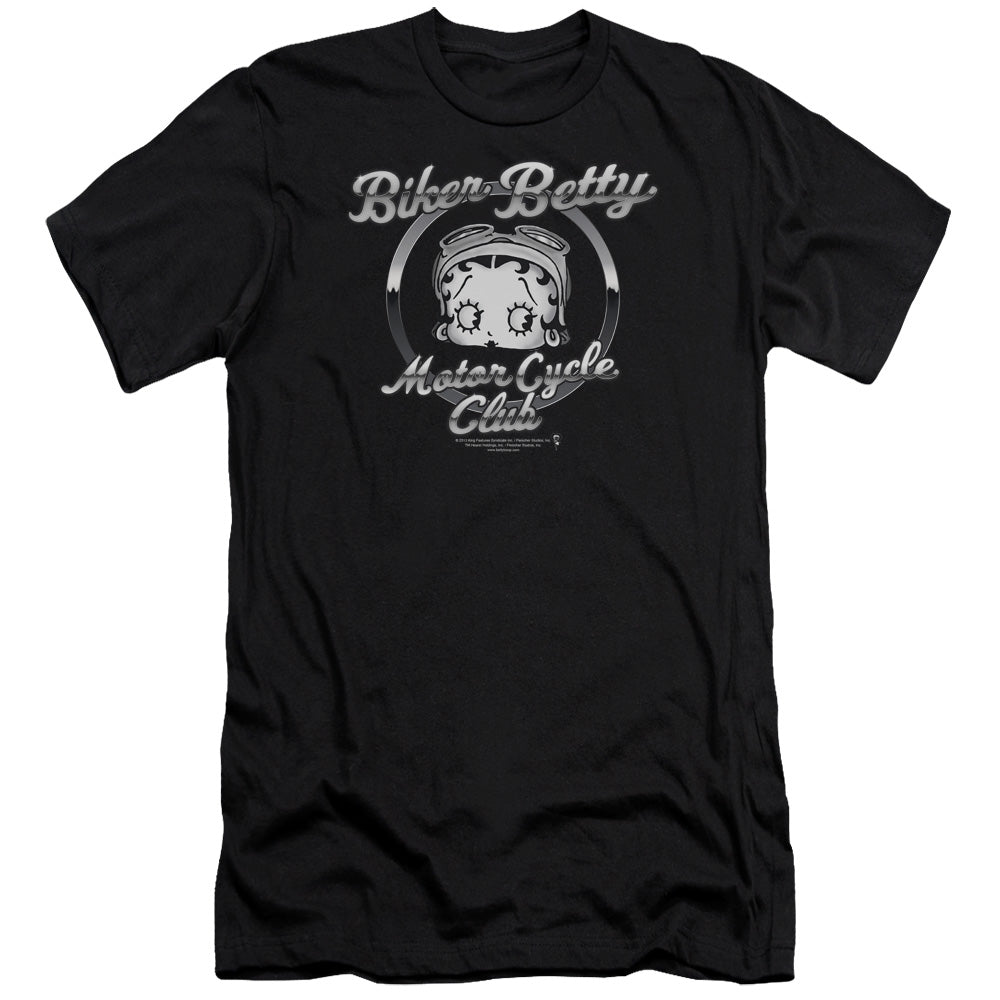 AN OFFCIALLY LICENSED BETTY BOOP CHROMED LOGO MEN'S PREMIUM SLIM FIT T-SHIRT BLACK