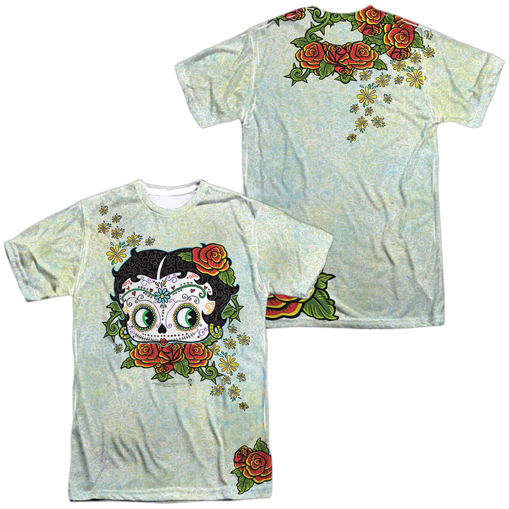 AN OFFCIALLY LICENSED BETTY BOOP SUGAR BOOP MEN'S ALL-OVER PRINT POLY T-SHIRT WHITE
