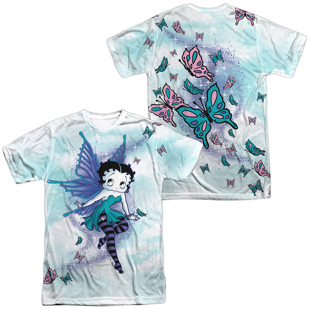 AN OFFCIALLY LICENSED BETTY BOOP SPARKLE FAIRY MEN'S ALL-OVER PRINT POLY T-SHIRT WHITE