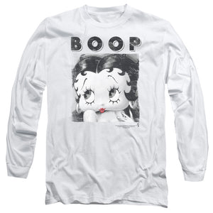 AN OFFCIALLY LICENSED BETTY BOOP NOT FADE AWAY MEN'S LONG SLEEVE T-SHIRT WHITE