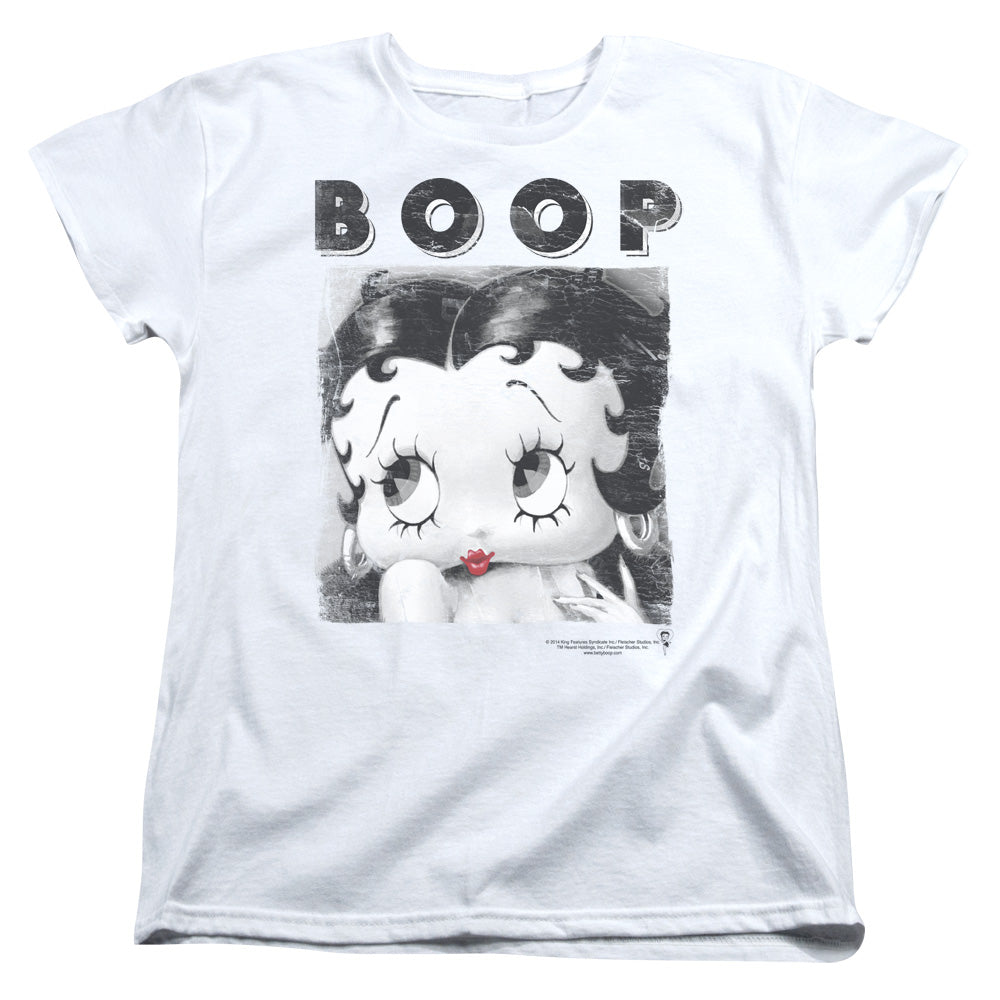 AN OFFCIALLY LICENSED BETTY BOOP NOT FADE AWAY WOMEN'S REGULAR FIT T-SHIRT WHITE