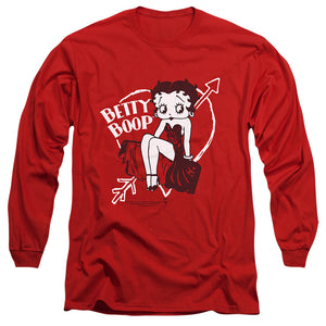 AN OFFCIALLY LICENSED BETTY BOOP LOVER GIRL MEN'S LONG SLEEVE T-SHIRT RED