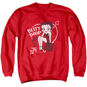 AN OFFCIALLY LICENSED BETTY BOOP LOVER GIRL ADULT UNISEX CREWNECK SWEATSHIRT RED