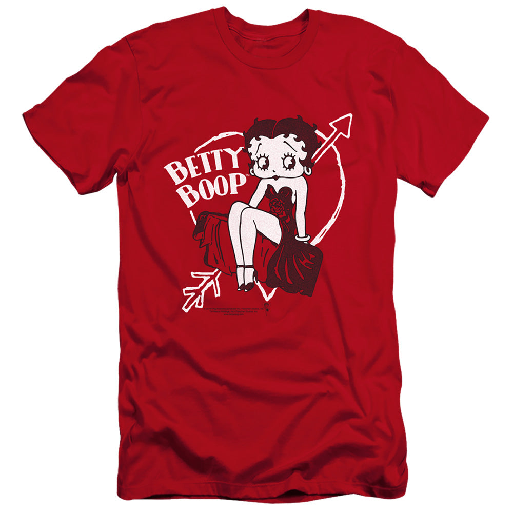AN OFFCIALLY LICENSED BETTY BOOP LOVER GIRL MEN'S PREMIUM SLIM FIT T-SHIRT RED