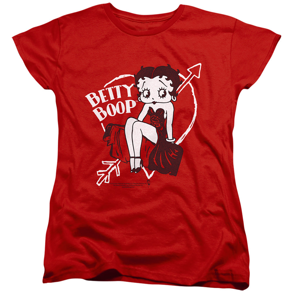 AN OFFCIALLY LICENSED BETTY BOOP LOVER GIRL WOMEN'S REGULAR FIT T-SHIRT RED