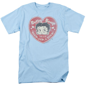 AN OFFCIALLY LICENSED BETTY BOOP FAN CLUB HEART MEN'S REGULAR FIT T-SHIRT LIGHT BLUE
