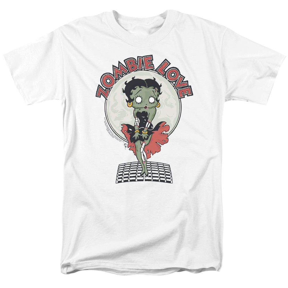 AN OFFCIALLY LICENSED BETTY BOOP BREEZY ZOMBIE LOVE MEN'S REGULAR FIT T-SHIRT WHITE