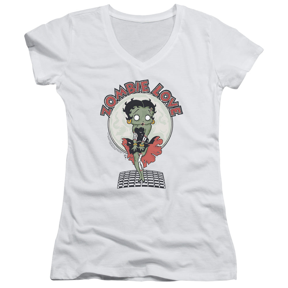 Betty Boop Breezy Zombie Love Licensed Women's T-Shirt Juniors V-Neck SM