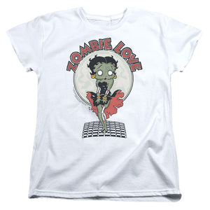 AN OFFCIALLY LICENSED BETTY BOOP BREEZY ZOMBIE LOVE WOMEN'S REGULAR FIT T-SHIRT WHITE
