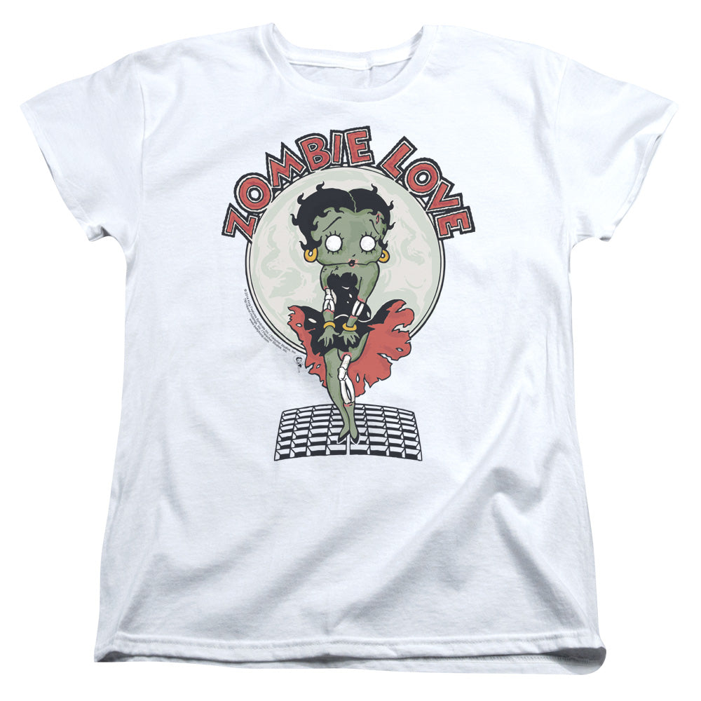 AN OFFCIALLY LICENSED BETTY BOOP BREEZY ZOMBIE LOVE WOMEN'S REGULAR FIT T-SHIRT WHITE