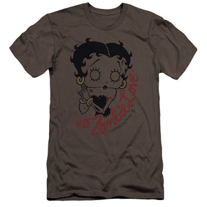 AN OFFCIALLY LICENSED BETTY BOOP CLASSIC ZOMBIE MEN'S PREMIUM SLIM FIT T-SHIRT CHARCOAL