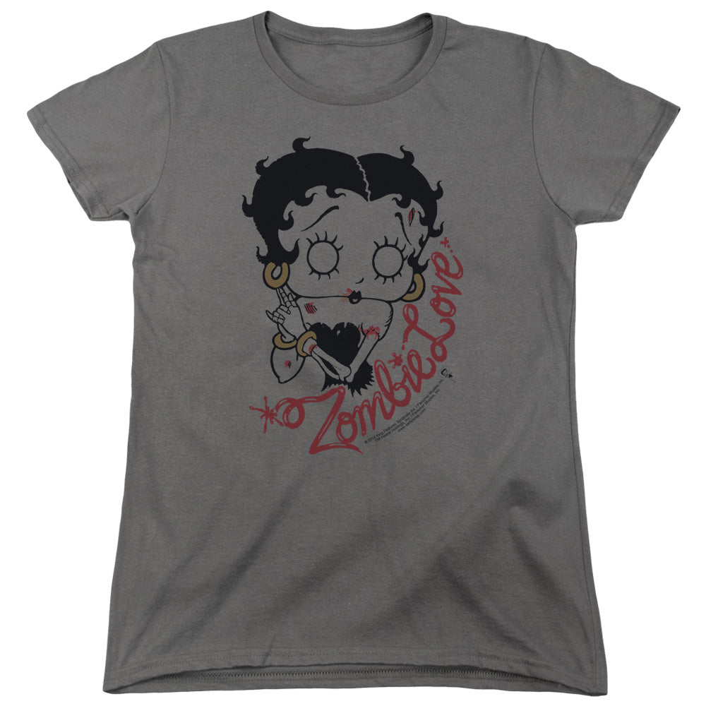 AN OFFCIALLY LICENSED BETTY BOOP CLASSIC ZOMBIE WOMEN'S REGULAR FIT T-SHIRT CHARCOAL
