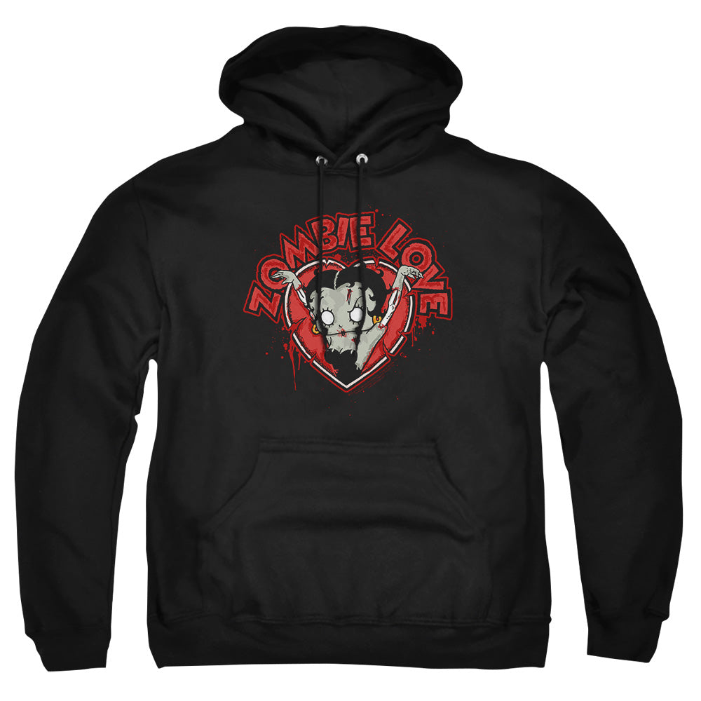 AN OFFCIALLY LICENSED BETTY BOOP HEART YOU FOREVER ADULT UNISEX PULLOVER HOODIE BLACK