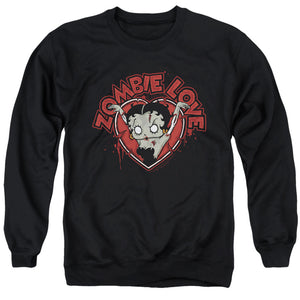 AN OFFCIALLY LICENSED BETTY BOOP HEART YOU FOREVER ADULT UNISEX CREWNECK SWEATSHIRT BLACK