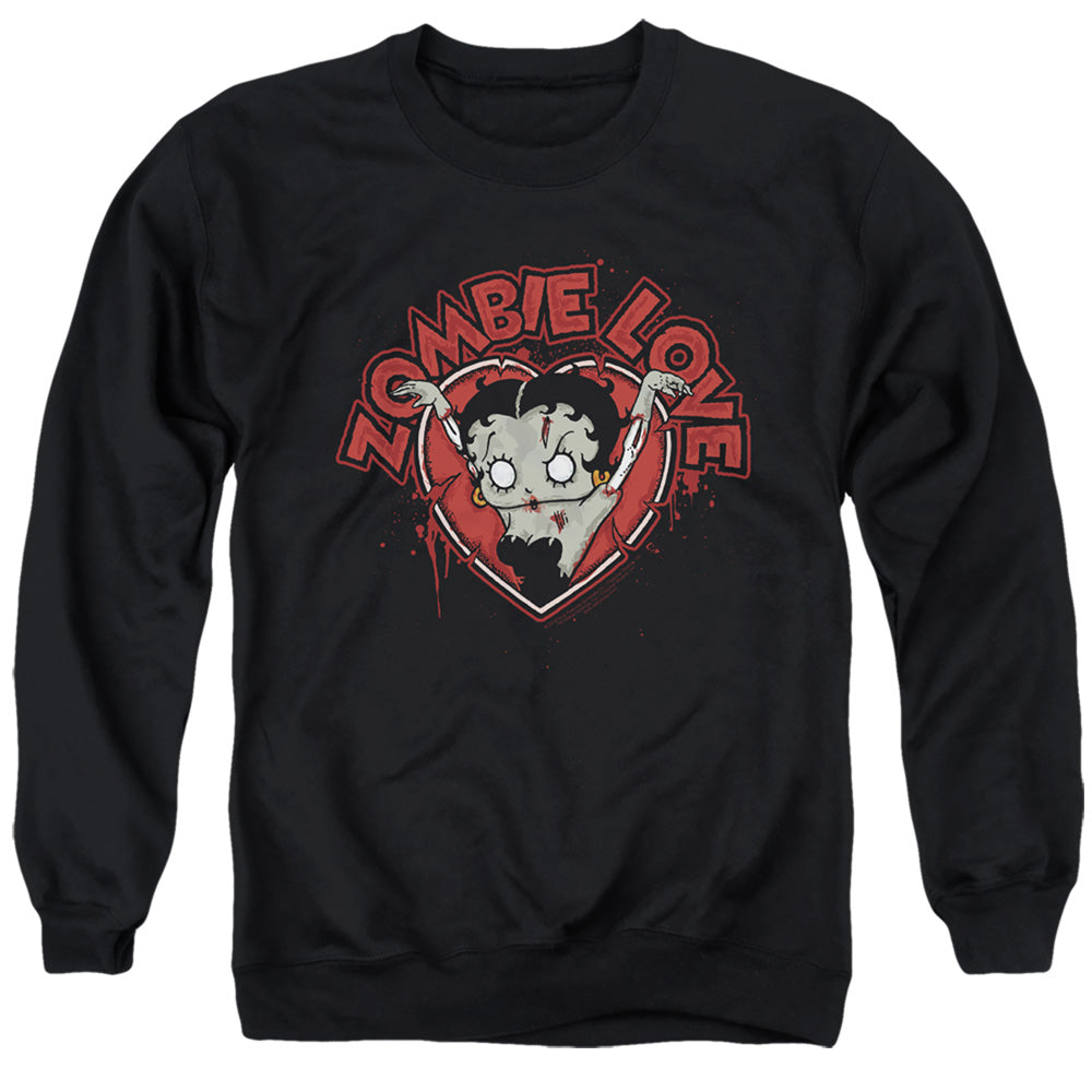 AN OFFCIALLY LICENSED BETTY BOOP HEART YOU FOREVER ADULT UNISEX CREWNECK SWEATSHIRT BLACK