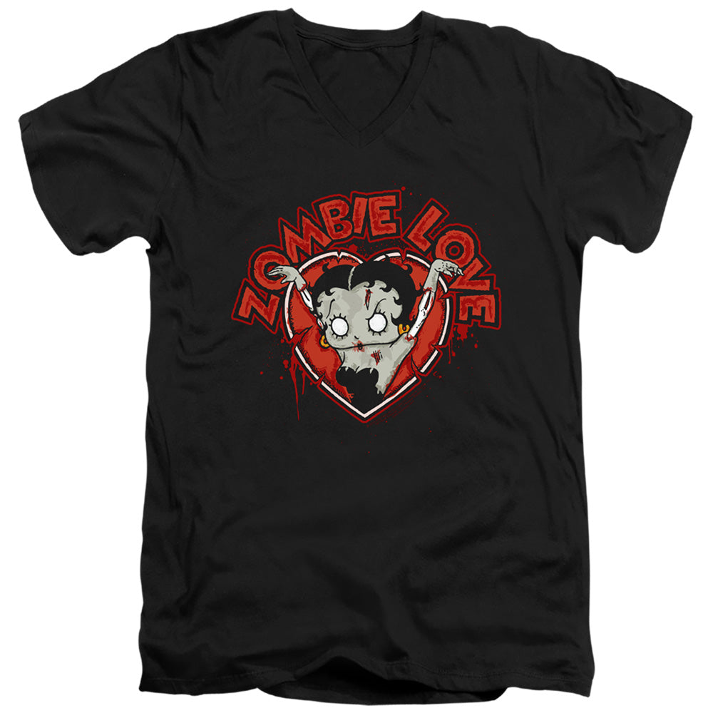 AN OFFCIALLY LICENSED BETTY BOOP HEART YOU FOREVER MEN'S V-NECK T-SHIRT BLACK