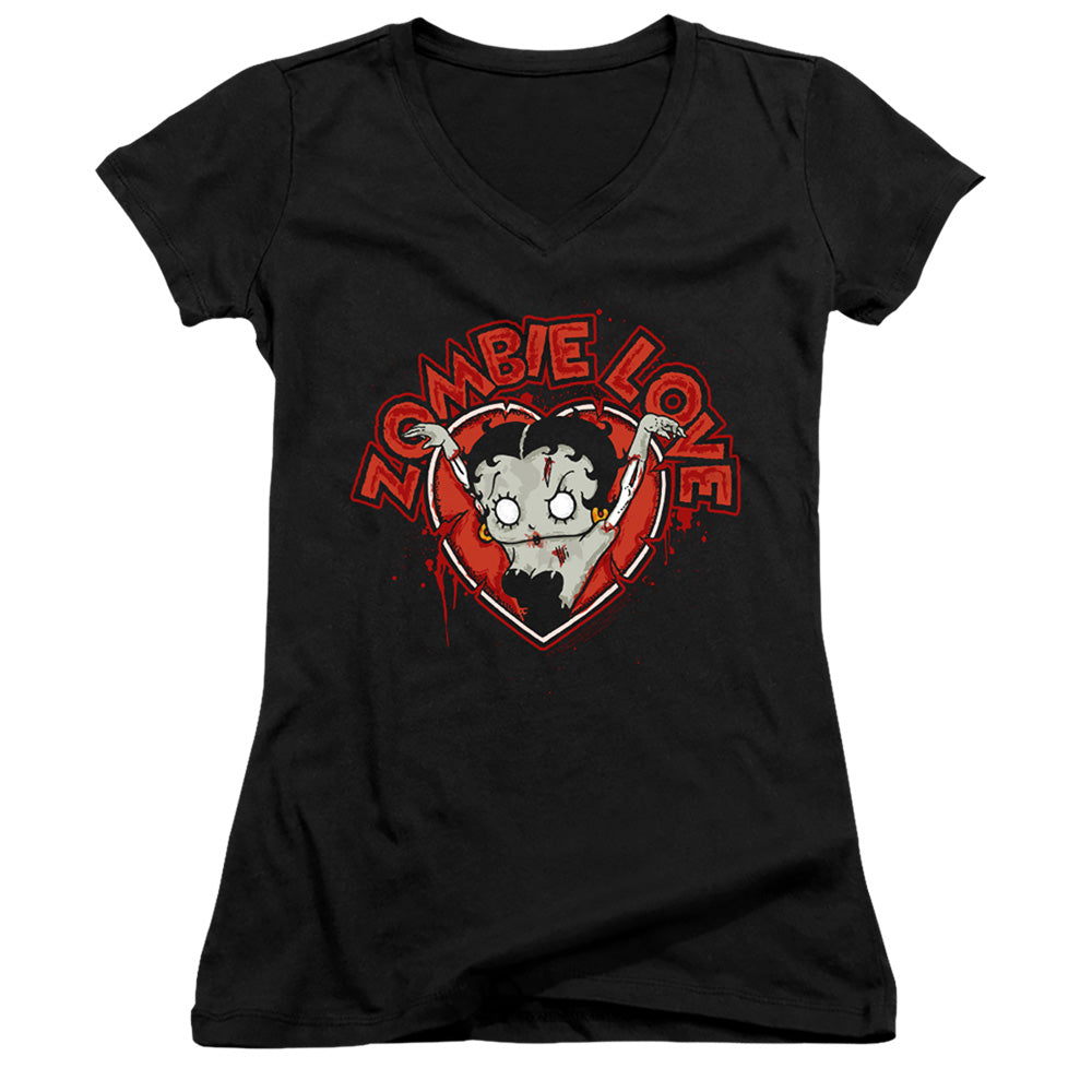Betty Boop Heart You Forever Licensed Women's T-Shirt Juniors V-Neck SM