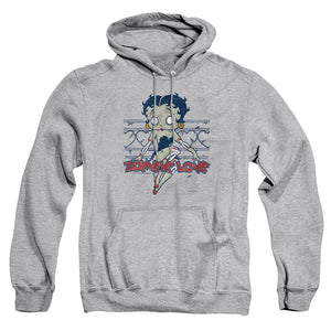 AN OFFCIALLY LICENSED BETTY BOOP ZOMBIE PINUP ADULT UNISEX PULLOVER HOODIE ATHLETIC HEATHER