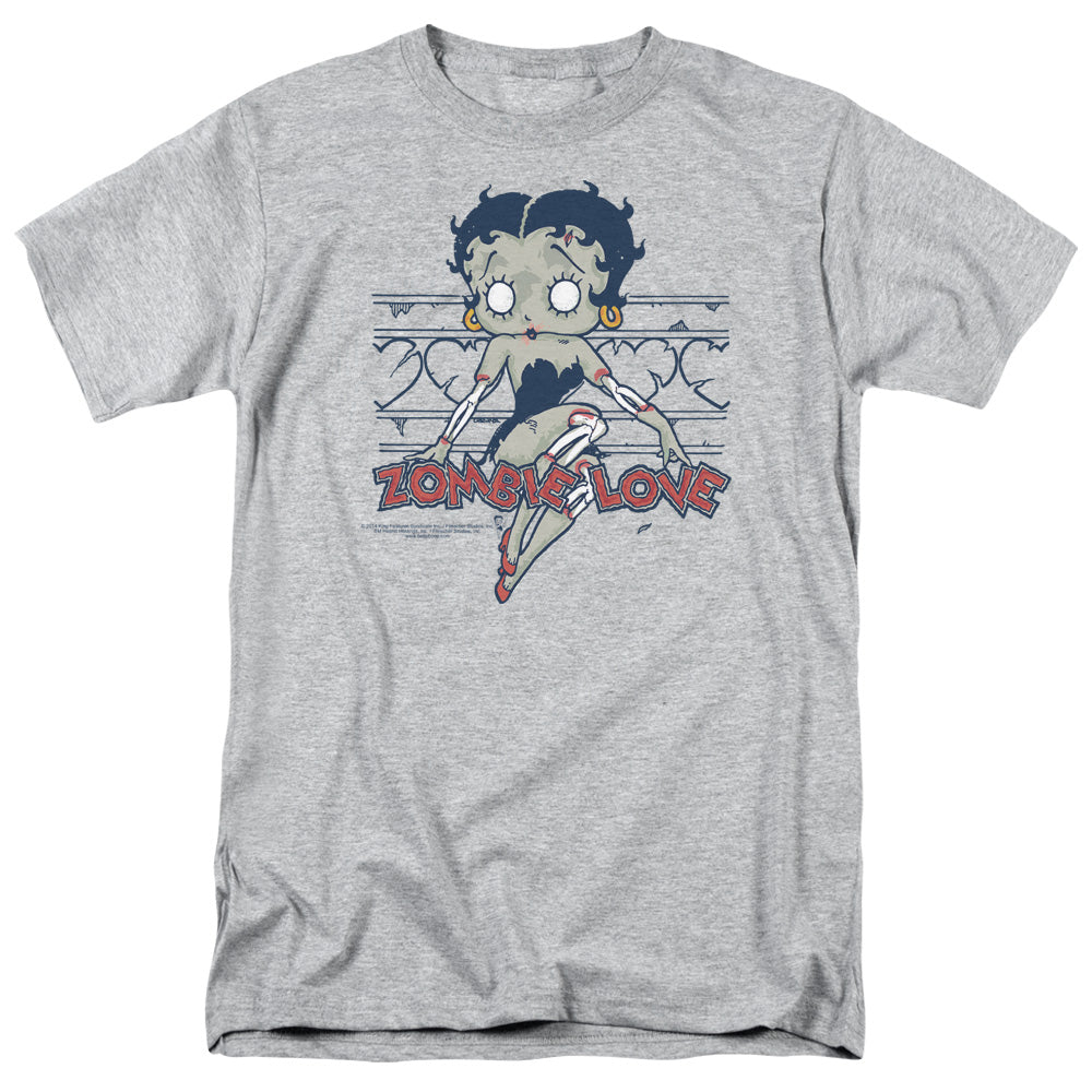 AN OFFCIALLY LICENSED BETTY BOOP ZOMBIE PINUP MEN'S REGULAR FIT T-SHIRT ATHLETIC HEATHER