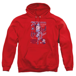 AN OFFCIALLY LICENSED BETTY BOOP BOOP BALL ADULT UNISEX PULLOVER HOODIE RED