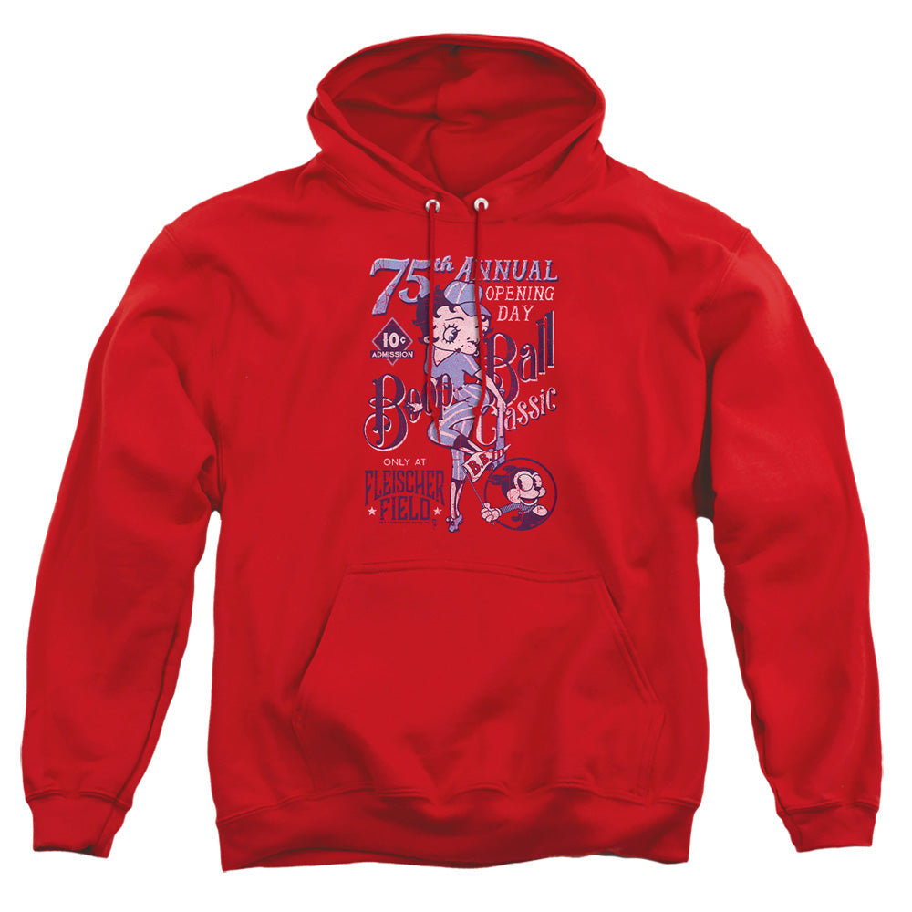 AN OFFCIALLY LICENSED BETTY BOOP BOOP BALL ADULT UNISEX PULLOVER HOODIE RED