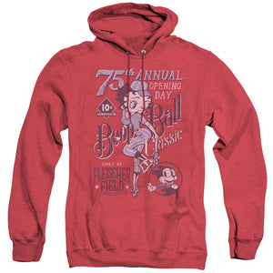AN OFFCIALLY LICENSED BETTY BOOP BOOP BALL ADULT UNISEX HEATHER PULLOVER HOODIE RED