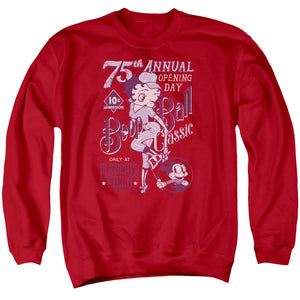 AN OFFCIALLY LICENSED BETTY BOOP BOOP BALL ADULT UNISEX CREWNECK SWEATSHIRT RED