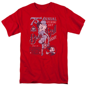 AN OFFCIALLY LICENSED BETTY BOOP BOOP BALL MEN'S REGULAR FIT T-SHIRT RED