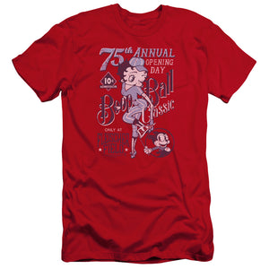 AN OFFCIALLY LICENSED BETTY BOOP BOOP BALL MEN'S PREMIUM SLIM FIT T-SHIRT RED