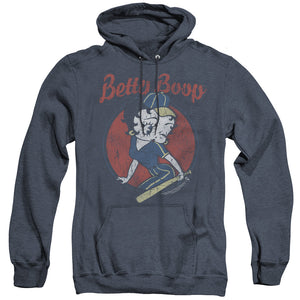 AN OFFCIALLY LICENSED BETTY BOOP TEAM BOOP ADULT UNISEX HEATHER PULLOVER HOODIE NAVY