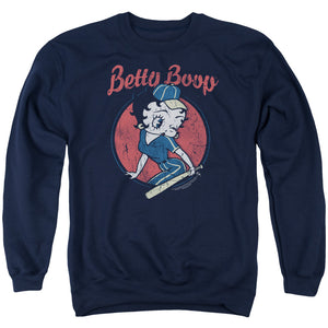 AN OFFCIALLY LICENSED BETTY BOOP TEAM BOOP ADULT UNISEX CREWNECK SWEATSHIRT NAVY
