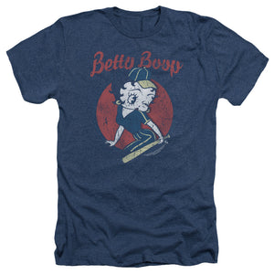 AN OFFCIALLY LICENSED BETTY BOOP TEAM BOOP MEN'S HEATHER T-SHIRT NAVY