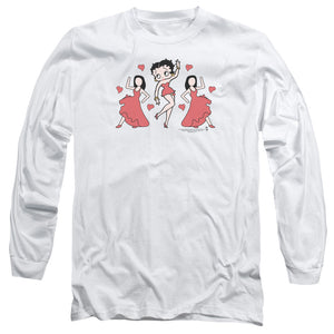 AN OFFCIALLY LICENSED BETTY BOOP BB DANCE MEN'S LONG SLEEVE T-SHIRT WHITE