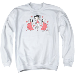 AN OFFCIALLY LICENSED BETTY BOOP BB DANCE ADULT UNISEX CREWNECK SWEATSHIRT WHITE
